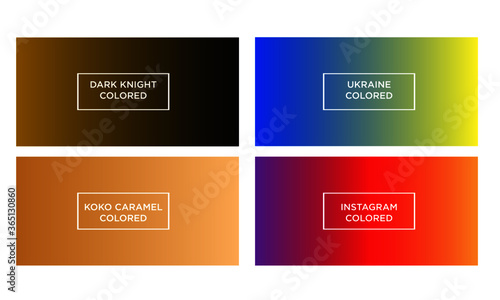 Set of gradient color background (dark knight colored, ukraine colored, koko caramel colored, instagram colored)