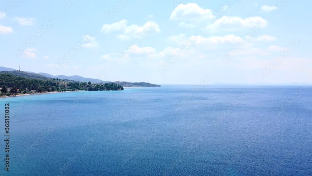 Aerial view of open sea and coast 