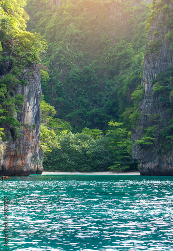 Travel vacation background Tropical island with resorts Phi-Phi island Krabi Province Thailand © freedom_naruk