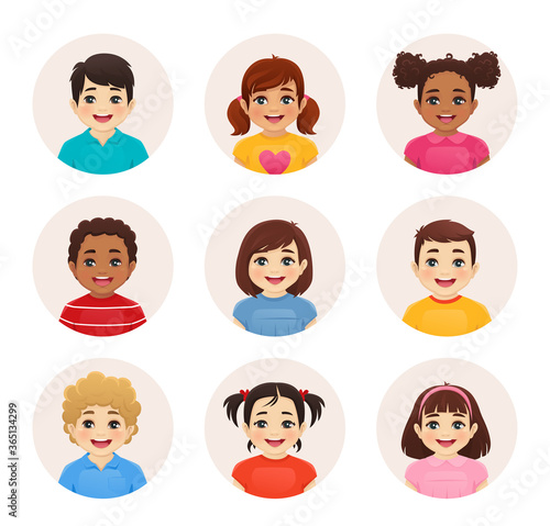 Smiling kids boys and girls holding empty blank board isolated vector illustration. Multiethnic happy children with placard.