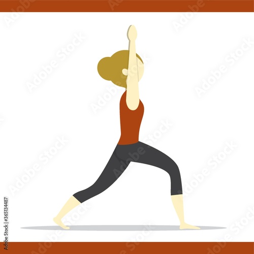 girl practising yoga in warrior 1 pose