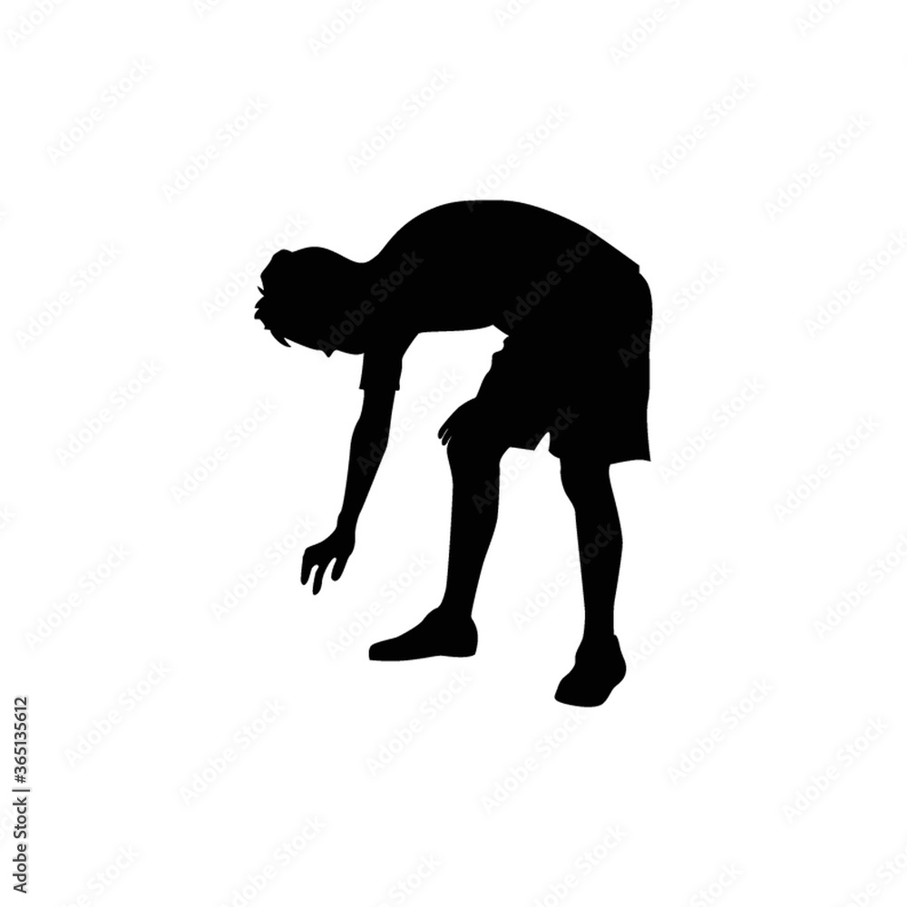 silhouette of man bending silhouette of man bending