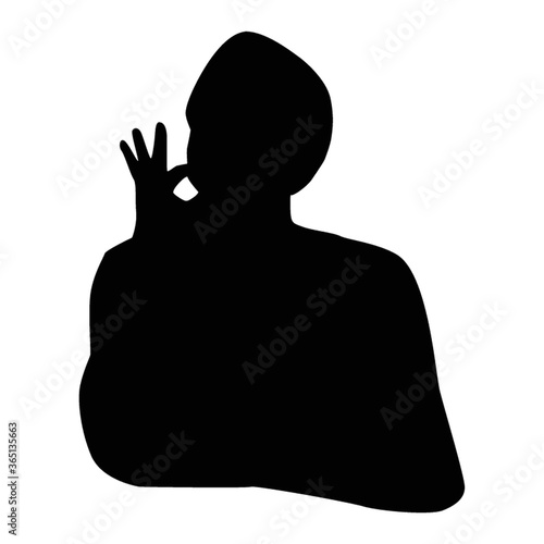 silhouette man with hand gesture
