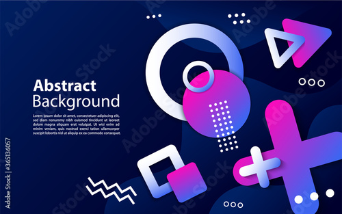 Blue background with random geometric shape design. Creative modern background.