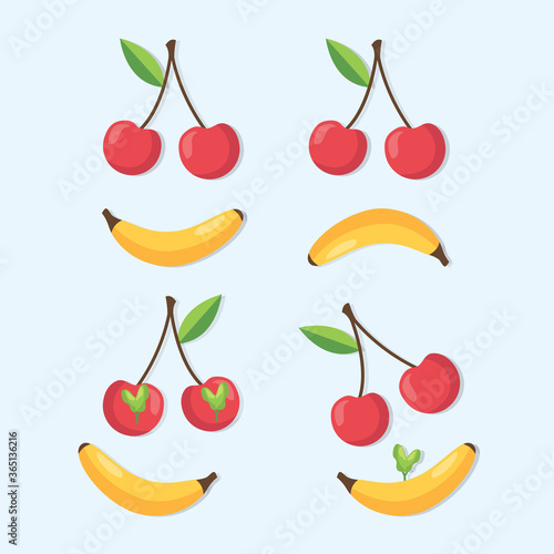Vector fruit of vegetarian food. Character fruit. Vitamins in foods.