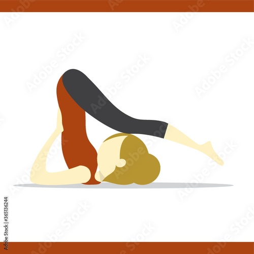 girl practising yoga in plow pose