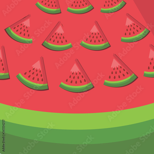 Seamless pattern with watermelon - summer fruit. Tropical print with sweet food.
