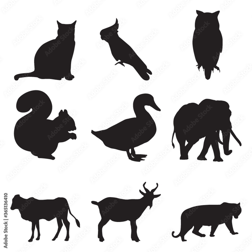 collection of animal silhouettes