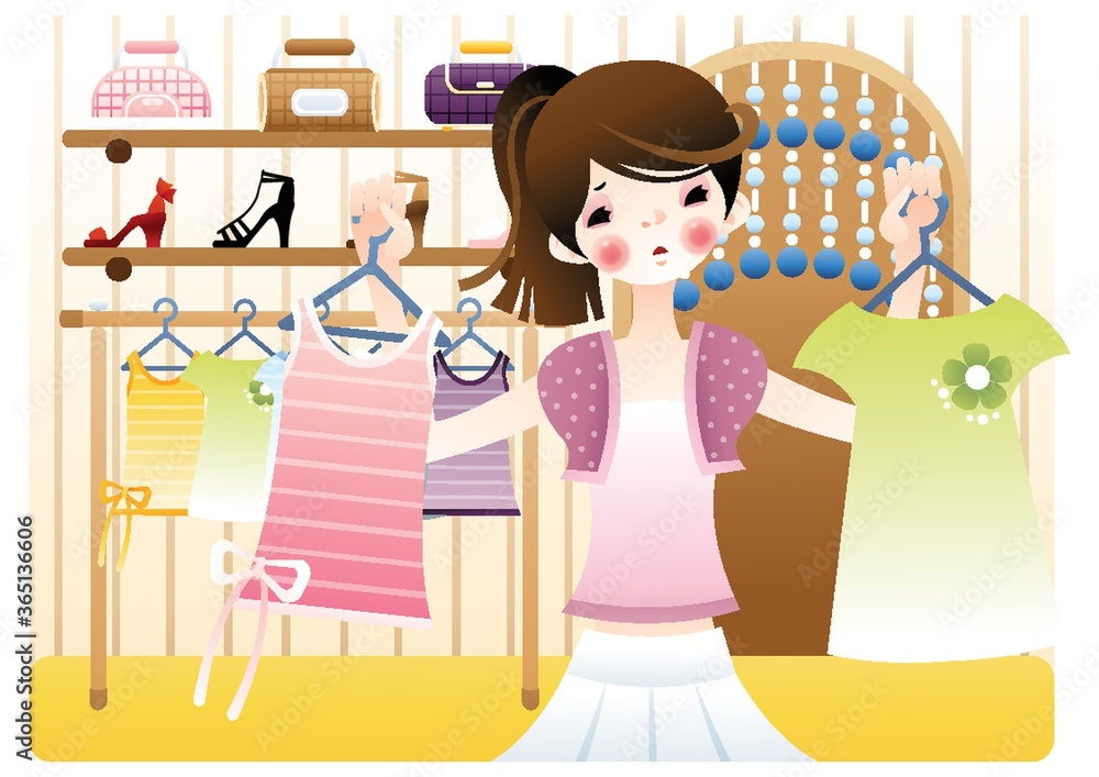 young woman doing shopping and choosing clothes young woman doing shopping and choosing clothes