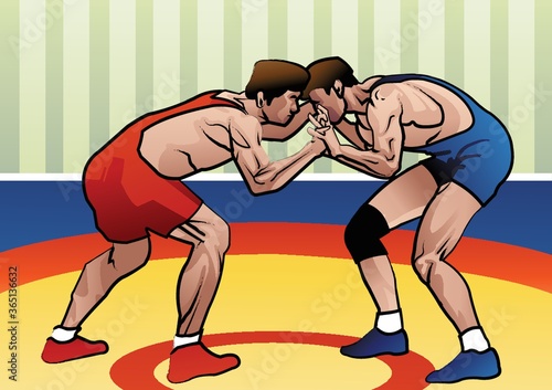 wrestlers in action