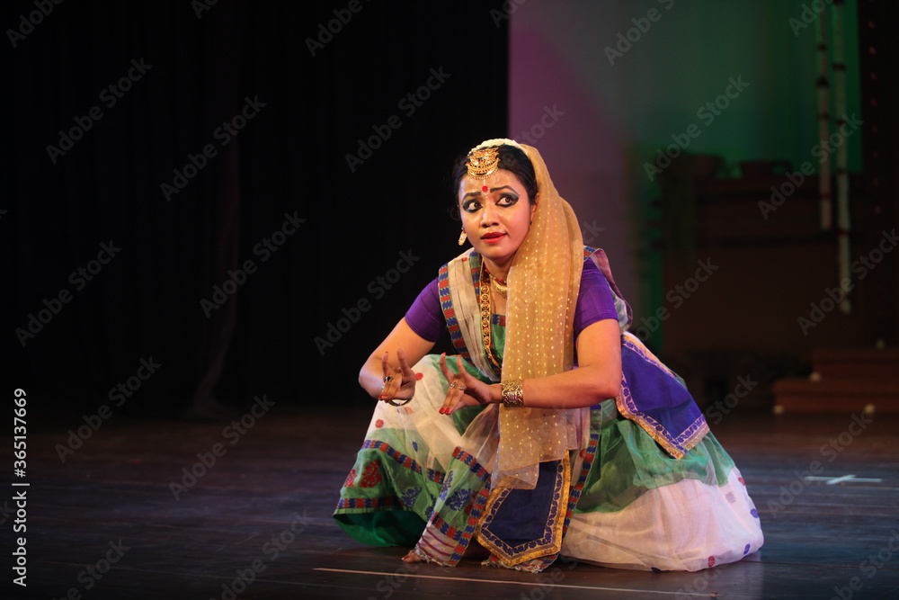 Fototapeta premium A beautiful sattriya dancer