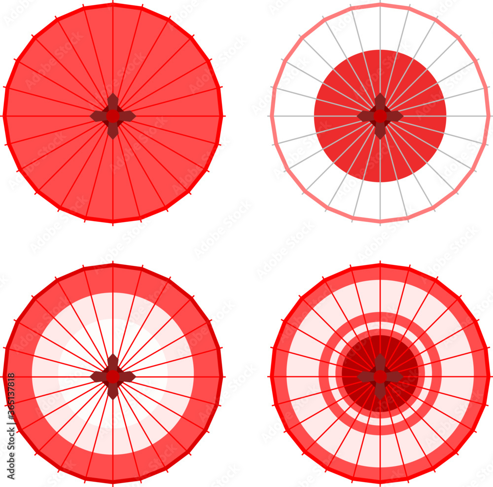 Obraz premium 真上から見た番傘のアイコンセット
