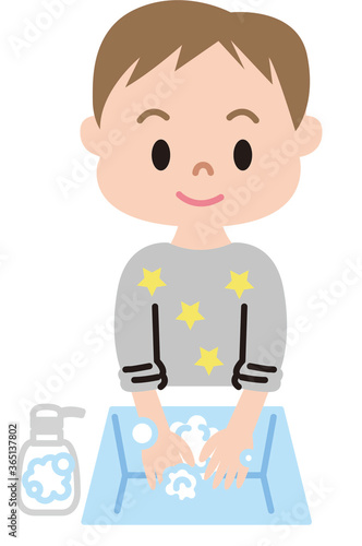 手を洗う男の子