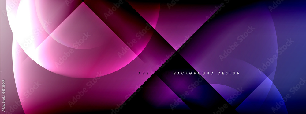 Fototapeta premium Vector abstract background - circle and cross on fluid gradient with shadows and light effects. Techno or business shiny design templates for text