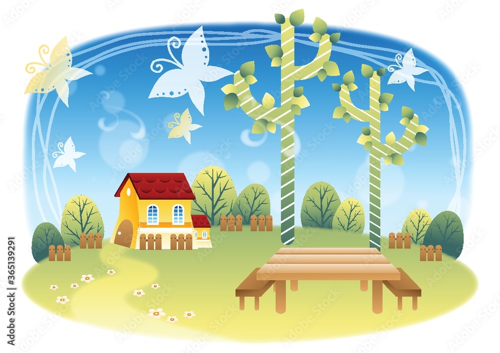 house with nature landscape house with nature landscape