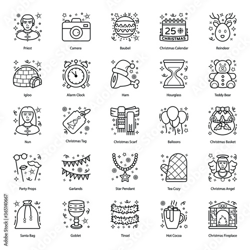 
Events, Celebrations and Entertainment line Icons Pack 
