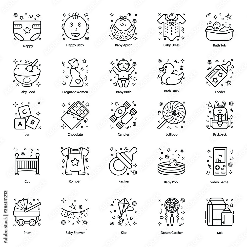 
Pack Of Family Relations line Icons 
