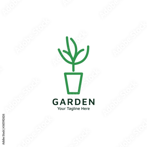 Flower Pot for Garden Logo Design vektor