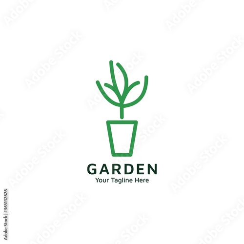Flower Pot for Garden  Logo Design  vektor