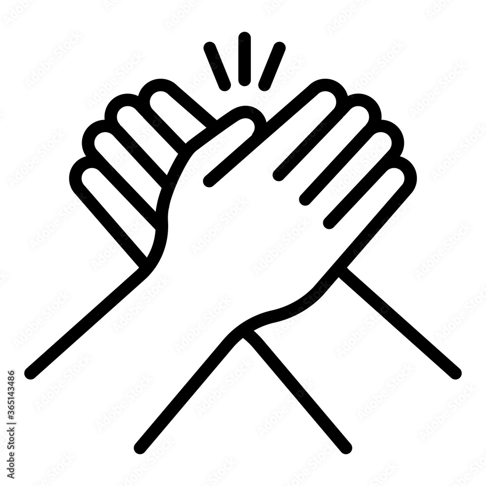 Obraz premium Friendship cohesion hands icon. Outline friendship cohesion hands vector icon for web design isolated on white background