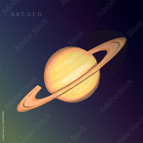 Saturn planet with ring on the dark starry cosmic sky. vector illustration for educational publications postcards postcards school articles. illustration about space exploration astronomy astrology