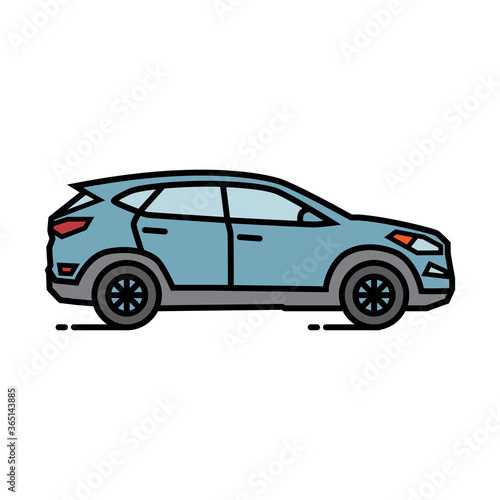 icon vector flat car with blue color