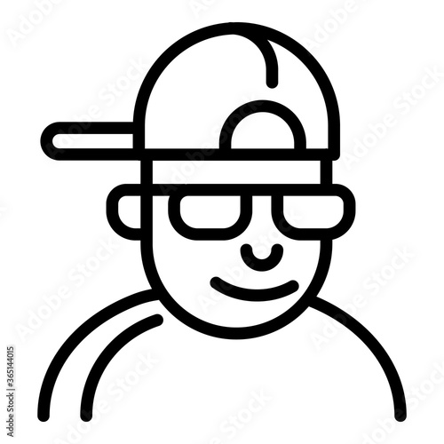 Hiphop man icon. Outline hiphop man vector icon for web design isolated on white background