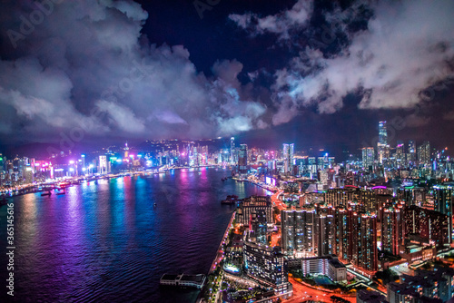 hong kong skyline at night photo