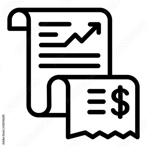 Paper expense report icon. Outline paper expense report vector icon for web design isolated on white background