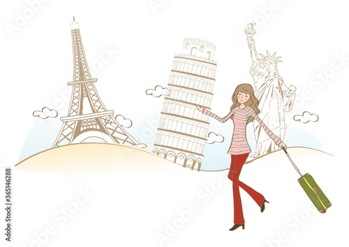 woman travelling to famous places