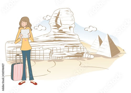 woman at pyramid of giza