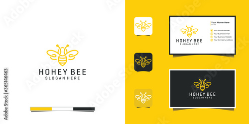 Bee honey creative icon symbol logo line art style linear logotype. logo design, icon and business card