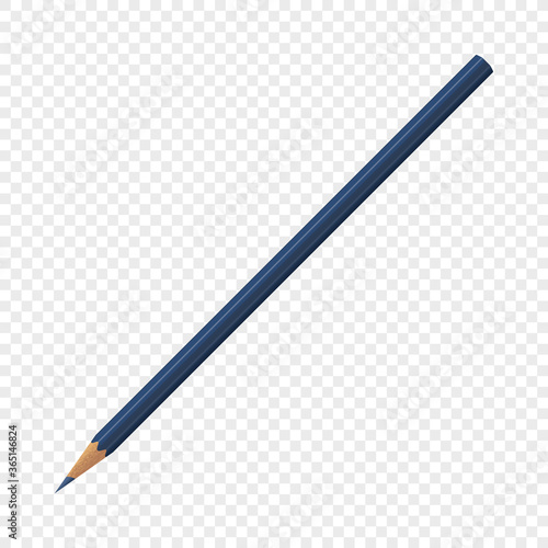 Single blue isolated crayon pencil on transparent background