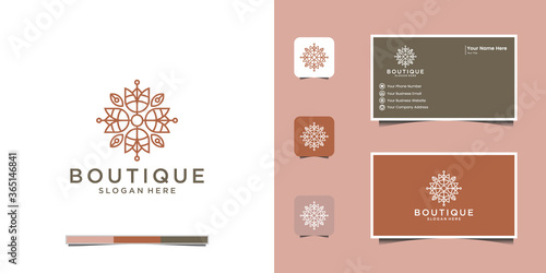 Minimalist elegant floral logo for beauty, cosmetics, yoga and spa. logo design and business card