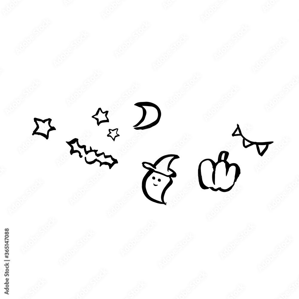 Obraz premium 筆文字 イラスト ハロウィン 10月 イベント
