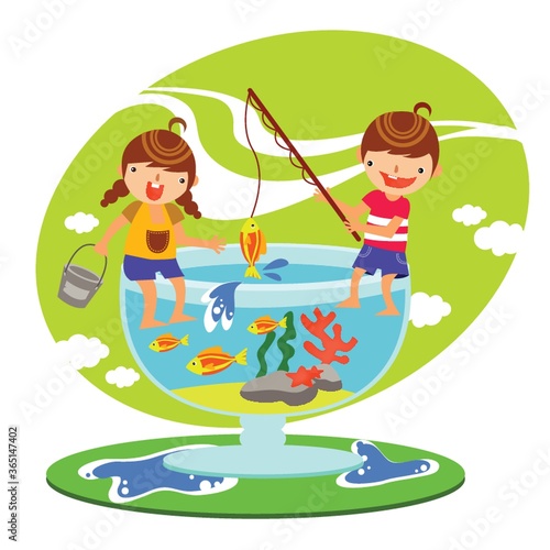 children fishing