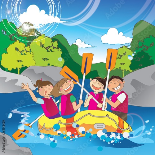 river rafting with friends