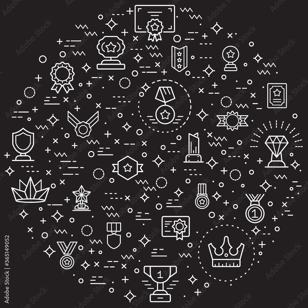 Simple Set of award and medal Related Vector Line Illustration ...