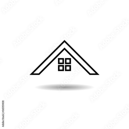 House roof icon with shadow
