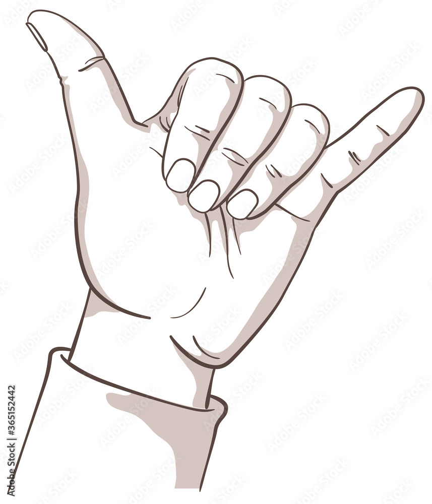 Shaka Hand Gesture. Illustration isolated on white background of a hand  making the shaka gesture. Stock Vector | Adobe Stock
