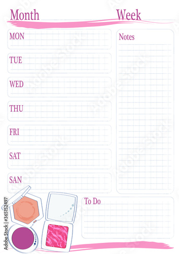 weekly planner print page makeup