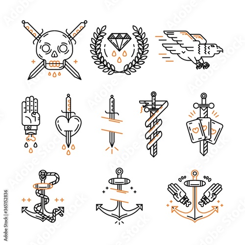 tattoo icon set