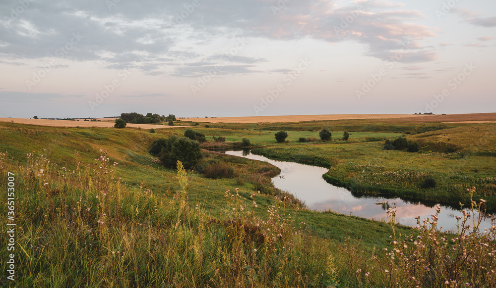 Tranquil summer landscape with river Tranquil summer landscape with river