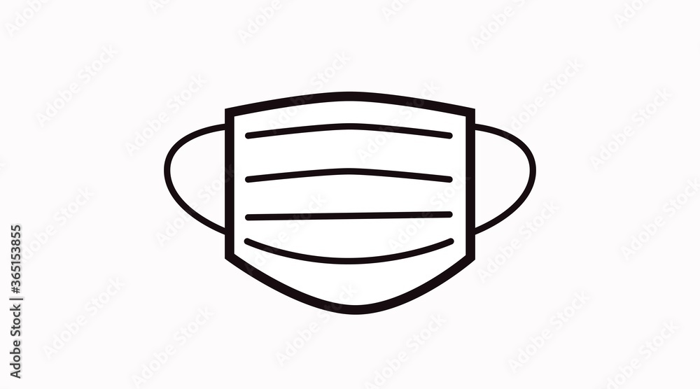Vector Isolated Black and White Disposable Mask Icon or sign Vector Isolated Black and White Disposable Mask Icon or sign