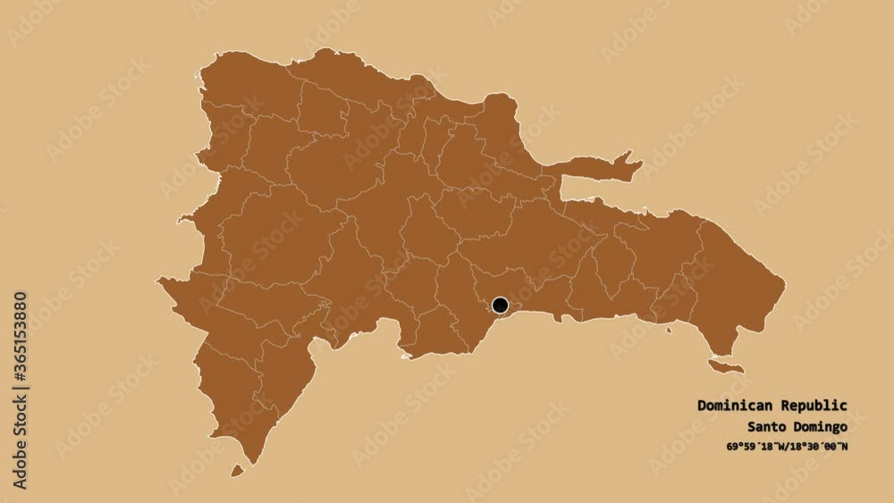 Pedernales, province of Dominican Republic, with its capital, localized