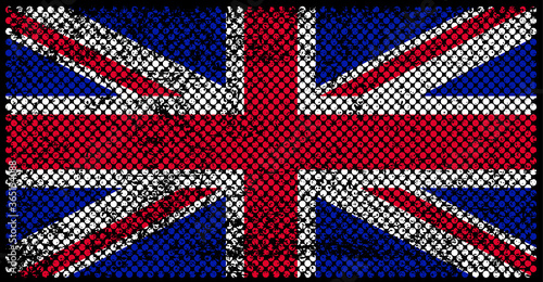 Grunge British flag with halftone effect.