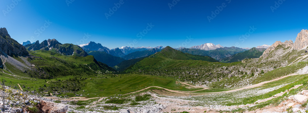 Dolomites landscape in spring, passo giau