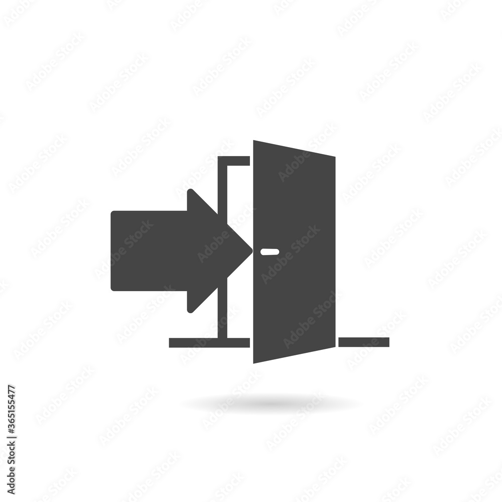 Exit door icon with shadow Exit door icon with shadow