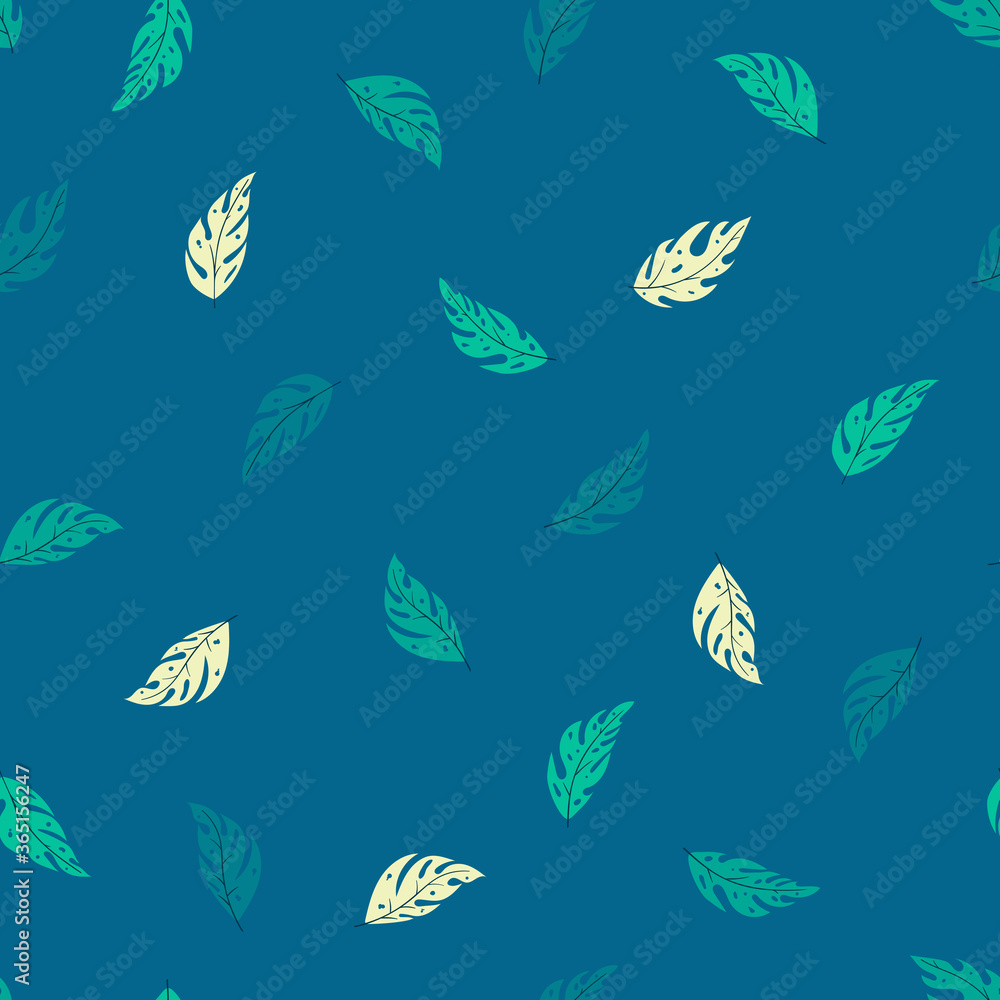 Seamless pattern with scandinavian leaves in doodle style Seamless pattern with scandinavian leaves in doodle style
