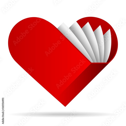 Heart sign in the form of an open book